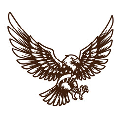 Obraz premium American eagle emblem with patriotic flag elements and bold outline on white background