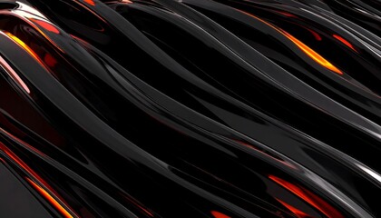 Abstract wavy black and orange design
