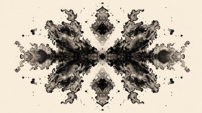 Ink Blot Test: An artistic ink blot test that looks like symmetrical shape, inviting the viewer into the depths of perception and imagination.