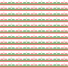 Christmas pattern of horizontal line and triangle with dot in red, green and cream. Geometric pattern seamless. Concept of Merry Christmas, festival, bold, simple for background, wallpaper, texture.
