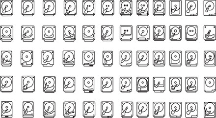 Handwritten numbers grid template for design and data entry with digit variations vector