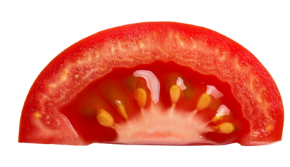 Rodaja de tomate voladora en fondo