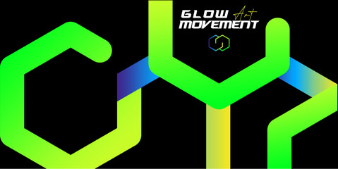 Gradient Lines Hexagon Abstract Background. Color Shapes Pattern. Vector 3D Curve Elements.Rainbow Ribbon Graphic Design. Modern Abstract with Background Black