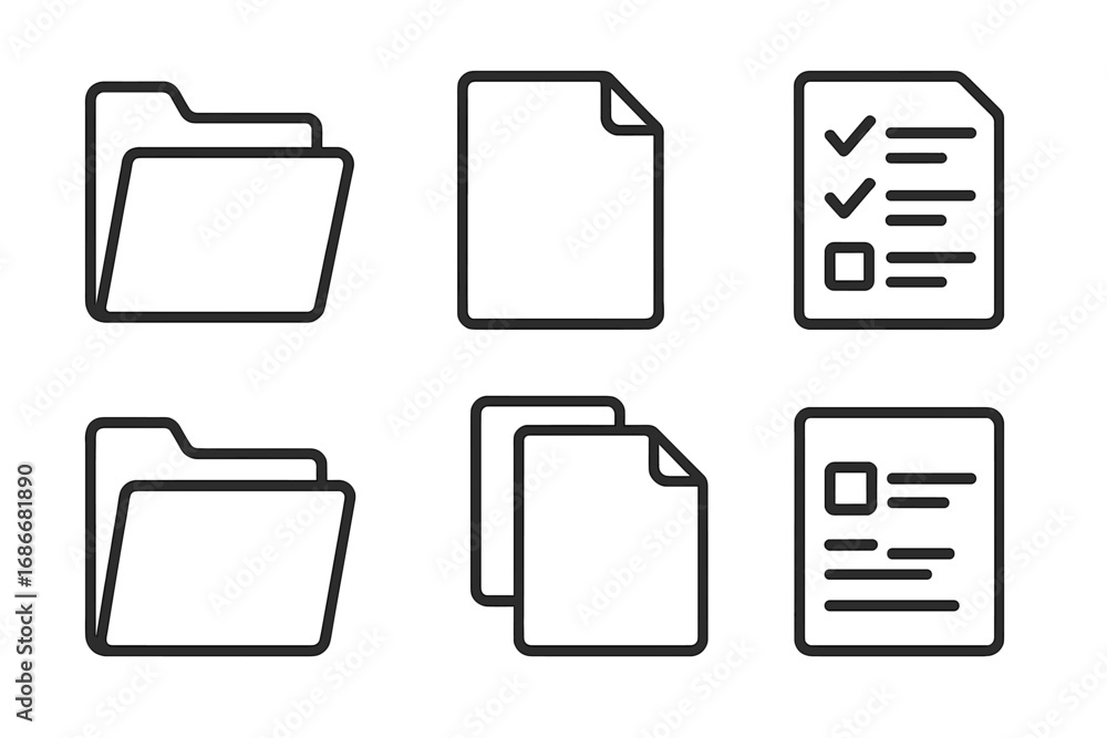 Fototapete document icon set vector. line art web icons collection of folders, files, checklist and form. conce