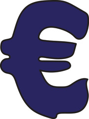 handdrawn euro sign