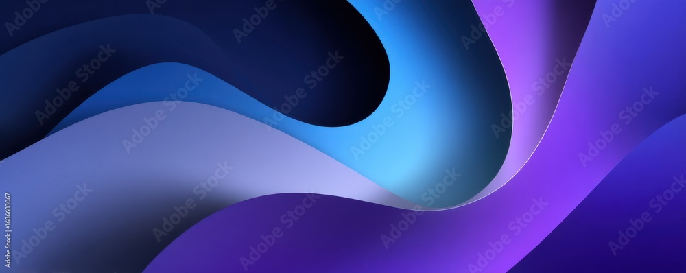 Poster abstract wavy blue and purple gradient composition with smooth overlapping curves