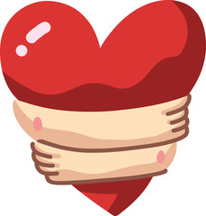 Heart embraced by hands, conveying love, support, and affection