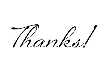 Thanks! - おしゃれな手書き風の、Thanks!（ありがとう！）の文字のロゴマーク（カリグラフィー）
