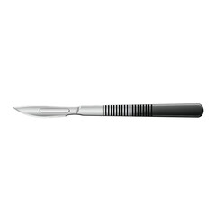 A sterile surgical scalpel with a sharp blade and a textured handle for precise grip.