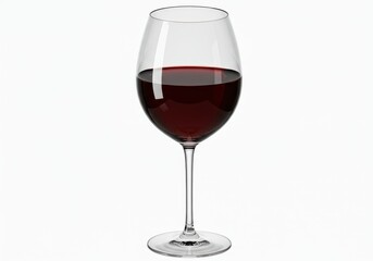 A full glass of deep ruby red wine, presented against a plain white background, showcasing the transparency of the glass and the rich color of the liquid.