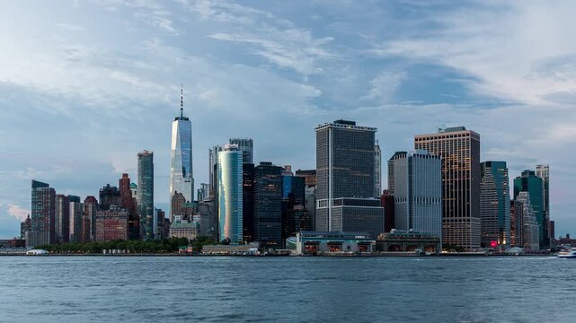 Day to Night Timelapse of Lower Manhattan, New York Skyline Time Lapse