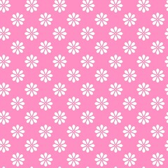 Seamless Stylized White Flower Pattern on Pink Background – Symmetrical Eight-Petal Floral Design for Textiles, Wallpapers, and Decorative Prints