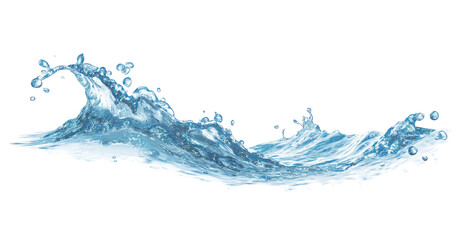 A stylized, horizontal wave of water, with detailed splashes and droplets.  The water's light blue tones create a dynamic, flowing effect