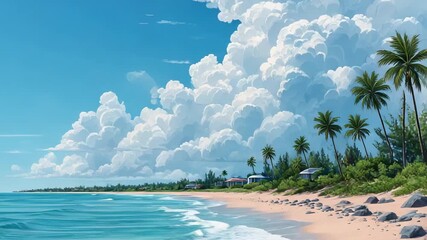 Beach Scene with Dramatic Clouds - Powered by Adobe