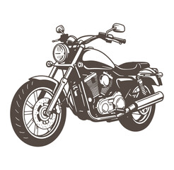 Fototapeta premium Vintage brown monochrome illustration of a classic american motorcycle on white background