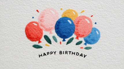 Vibrant balloons celebrating a joyous happy birthday occasion with confetti accents