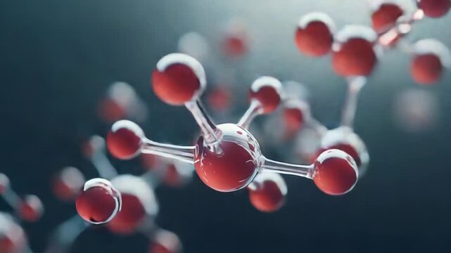 Molecules forming chemical bonds in dark background, science and research concept