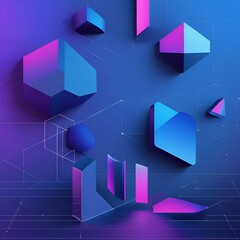 Obraz premium Blue Purple Gradient Tech Startup Poster Background tech poster template, startup event background