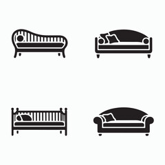 Daybed trendy household solid icons pack