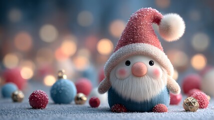 Cute and Festive Gnome Character with Colorful Holiday Decorations