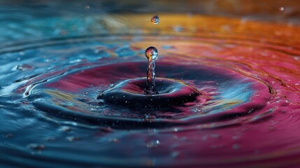 Water Drop Impact: Capturing the moment a water droplet hits the water surface, creating mesmerizing ripples and a sense of dynamic, fluid beauty.