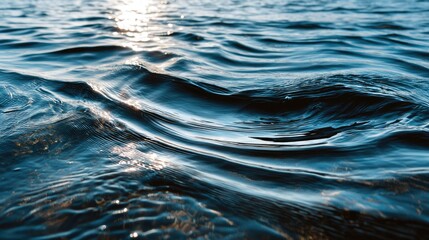 Azure Ripples: A mesmerizing close-up of water with a subtle play of light. Witness the dance of azure waves, creating a serene and abstract aesthetic.