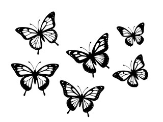 set of butterflies