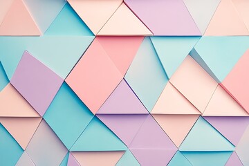 Triangular pattern with pastel rose, lilac, and sky blue sections -
