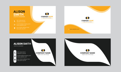 business card double-sided design template with professional color variation visiting card layout set.