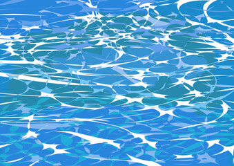 blue water background with reflections and waves vector illustration