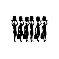 Silhouette of factory workers packing tea bags for shipment