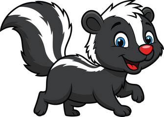 Cute Cartoon Skunk Illustration for Kids, Fun Animal Character Art, Vector Clipart for Children’s Books, Educational, and Design Projects