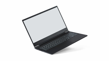 Modern Black Laptop Isolated on White Background
