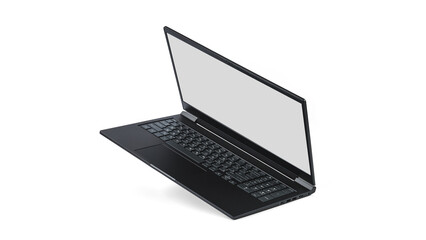 Modern Black Laptop Isolated on White Background