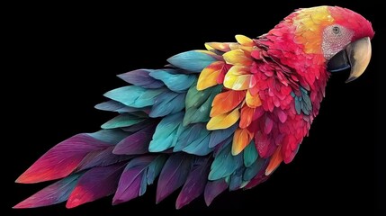 Obraz premium Colorful Macaw Parrot Soaring Through the Air with Vibrant Feathered Wings 