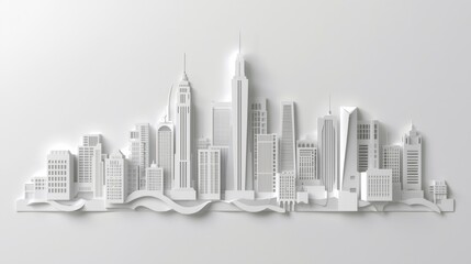 White paper cityscape rising above the gentle waves