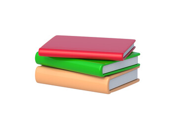 Stack of books isolated on white background. 3d render