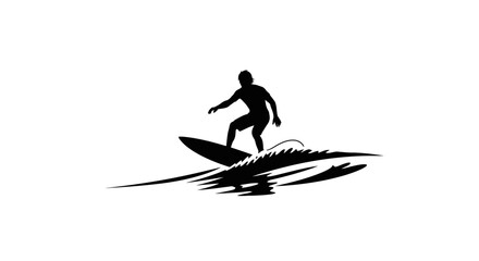 Fototapeta premium oceans embrace a surfers silhouette, isolated on transparent background
