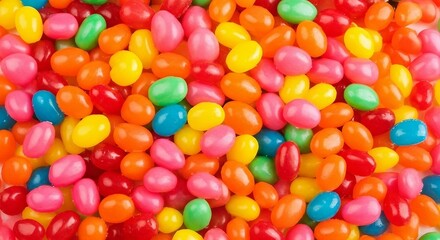 Colorful Jelly Beans Close-Up | Sweet Candy Assortment for Easter Treats, Children's Parties, and Confectionery Product Marketing