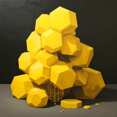 Yellow geometric forms melt and spill