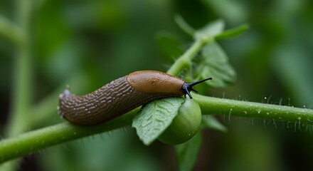 Slug on tomato plant