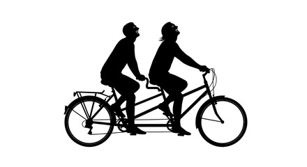 Fototapeta premium tandem bicycle silhouette a shared journey of joy and freedom, isolated on transparent background
