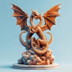 Fototapeta premium Dragon Sculpture Two Dragons Fighting