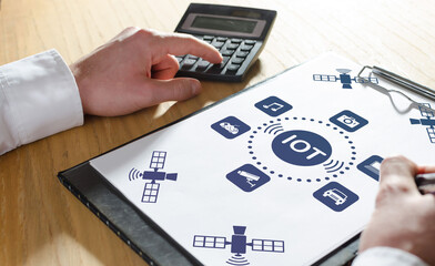 Iot concept on a clipboard