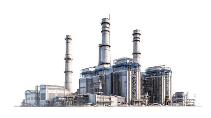 Photorealistic Industrial Steel Plant with Massive Halls and Tall Chimneys