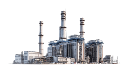 Photorealistic Industrial Steel Plant with Massive Halls and Tall Chimneys