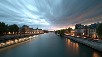 Obraz premium paris seine sunset river city