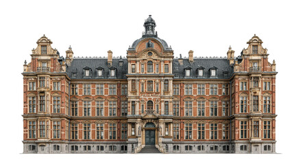 Fototapeta premium Detailed Photorealistic Renaissance Brick Palace with Central Dome Isolated