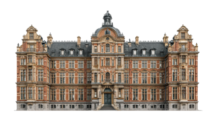 Detailed Photorealistic Renaissance Brick Palace with Central Dome Isolated