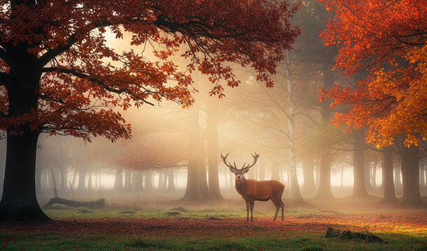 Fototapeta deer in autumn forest